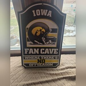 Iowa Fan Cave Wall Sign - Black and Yellow 17x11